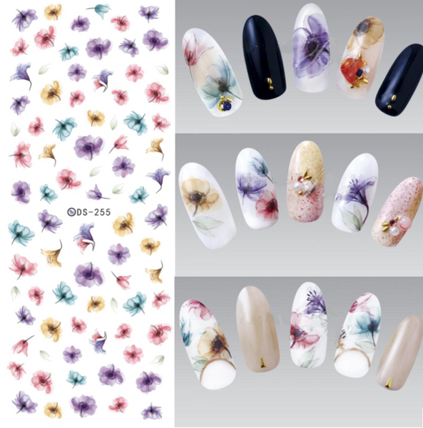 Rocooart DS271 Design Water Transfer Nails Art Sticker Harajuku Rainbow Feathers Nail Wraps Sticker Watermark Fingernails Decals