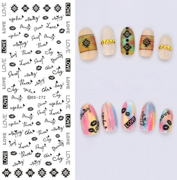 Rocooart DS271 Design Water Transfer Nails Art Sticker Harajuku Rainbow Feathers Nail Wraps Sticker Watermark Fingernails Decals