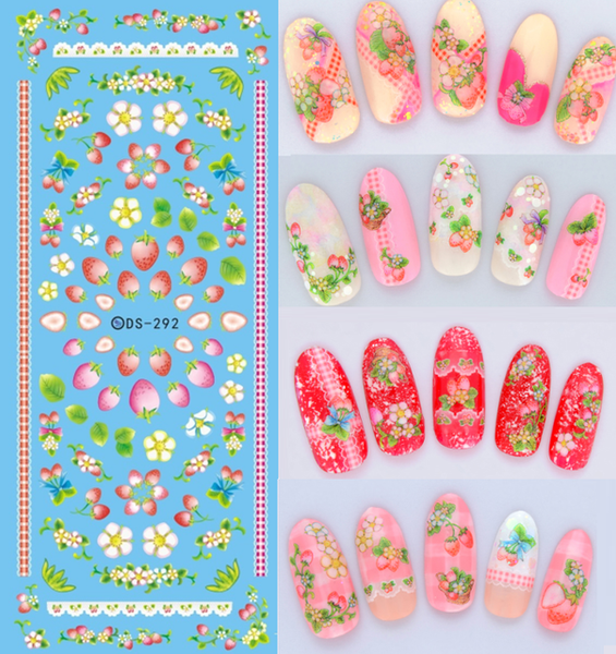 Rocooart DS271 Design Water Transfer Nails Art Sticker Harajuku Rainbow Feathers Nail Wraps Sticker Watermark Fingernails Decals