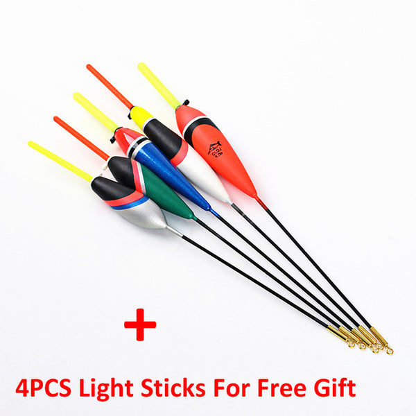 FISH KING 5PCS/Lot 1g-5g Day Night Fishing Float With 4PCS Glow Light Stick For Free Gift Pesca Boia Flotteur Peche Tackle