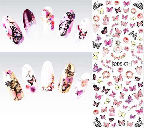 Rocooart DS072 2017 Nail Design Water Transfer Nails Art Sticker Color Butterfly Nail Wraps Sticker Watermark Fingernails Decal