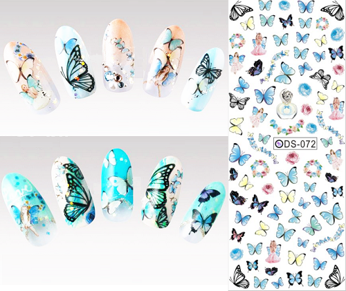 Rocooart DS072 2017 Nail Design Water Transfer Nails Art Sticker Color Butterfly Nail Wraps Sticker Watermark Fingernails Decal