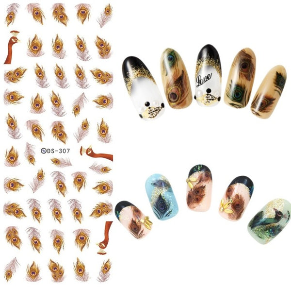 Rocooart DS310 Water Transfer Nails Art Sticker Harajuku Elements Color Fantacy blurred Flower Nail Wraps Sticker Manicura Decal