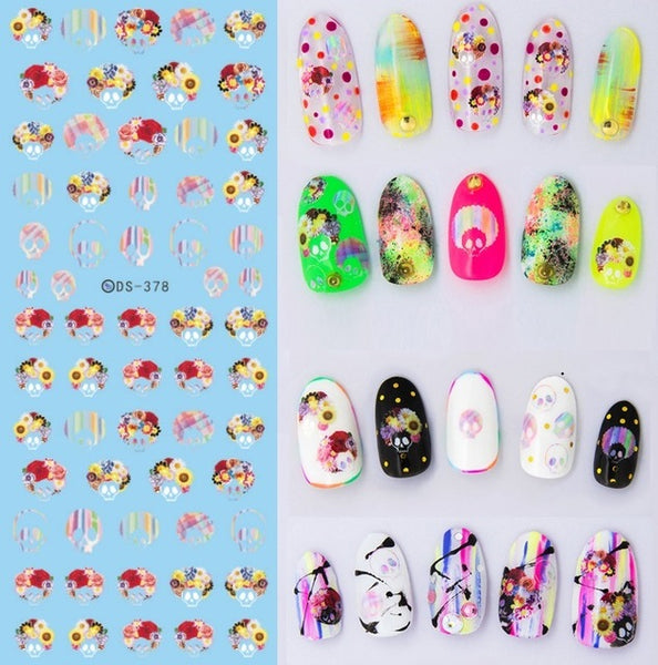 Rocooart DS373-384 Water Transfer Nails Art Sticker Harajuku Element Cats Kitty Caterpillar Nail Wrap Sticker sticker