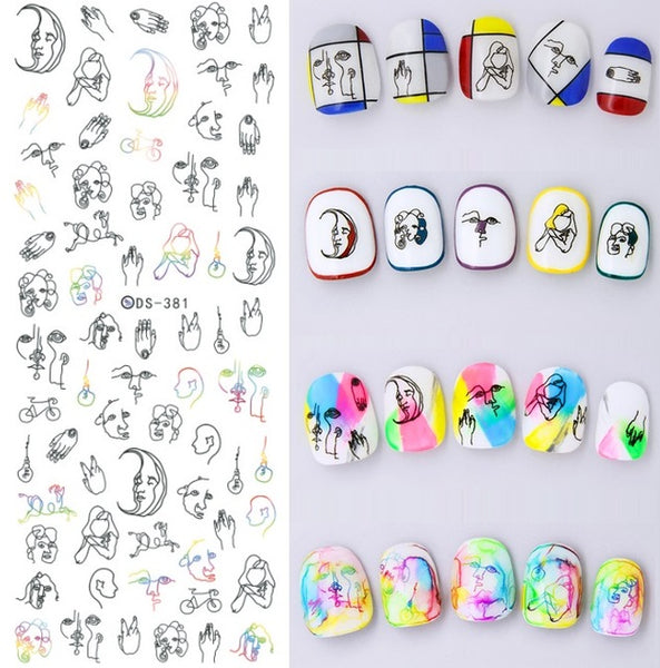 Rocooart DS373-384 Water Transfer Nails Art Sticker Harajuku Element Cats Kitty Caterpillar Nail Wrap Sticker sticker