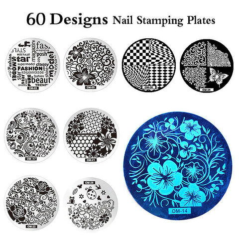 MANZILIN mp0001 OM Nail Art Plate Stamp Stamping Set Round Stainless Steel DIY Nail Polish Print Manicure Nail Stencil Template