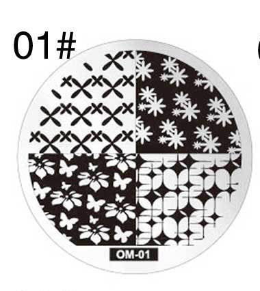 MANZILIN mp0001 OM Nail Art Plate Stamp Stamping Set Round Stainless Steel DIY Nail Polish Print Manicure Nail Stencil Template