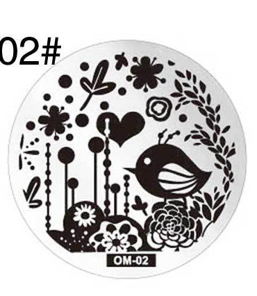 MANZILIN mp0001 OM Nail Art Plate Stamp Stamping Set Round Stainless Steel DIY Nail Polish Print Manicure Nail Stencil Template