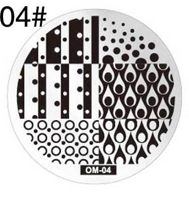 MANZILIN mp0001 OM Nail Art Plate Stamp Stamping Set Round Stainless Steel DIY Nail Polish Print Manicure Nail Stencil Template