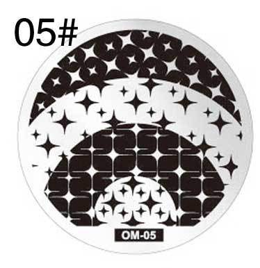 MANZILIN mp0001 OM Nail Art Plate Stamp Stamping Set Round Stainless Steel DIY Nail Polish Print Manicure Nail Stencil Template