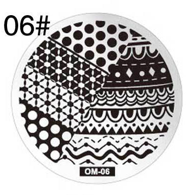 MANZILIN mp0001 OM Nail Art Plate Stamp Stamping Set Round Stainless Steel DIY Nail Polish Print Manicure Nail Stencil Template