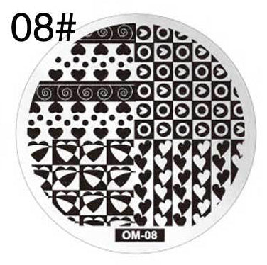 MANZILIN mp0001 OM Nail Art Plate Stamp Stamping Set Round Stainless Steel DIY Nail Polish Print Manicure Nail Stencil Template