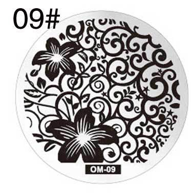 MANZILIN mp0001 OM Nail Art Plate Stamp Stamping Set Round Stainless Steel DIY Nail Polish Print Manicure Nail Stencil Template