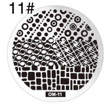 MANZILIN mp0001 OM Nail Art Plate Stamp Stamping Set Round Stainless Steel DIY Nail Polish Print Manicure Nail Stencil Template