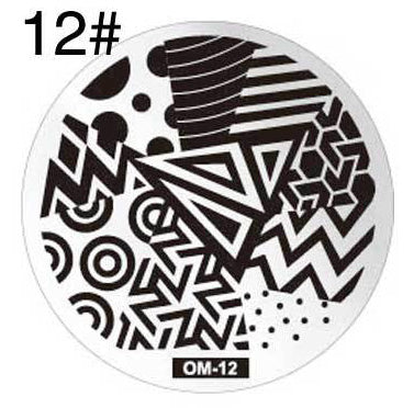 MANZILIN mp0001 OM Nail Art Plate Stamp Stamping Set Round Stainless Steel DIY Nail Polish Print Manicure Nail Stencil Template