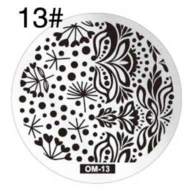 MANZILIN mp0001 OM Nail Art Plate Stamp Stamping Set Round Stainless Steel DIY Nail Polish Print Manicure Nail Stencil Template