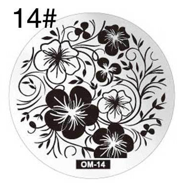 MANZILIN mp0001 OM Nail Art Plate Stamp Stamping Set Round Stainless Steel DIY Nail Polish Print Manicure Nail Stencil Template