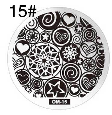 MANZILIN mp0001 OM Nail Art Plate Stamp Stamping Set Round Stainless Steel DIY Nail Polish Print Manicure Nail Stencil Template