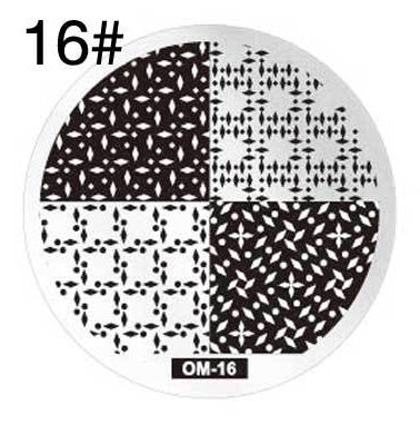 MANZILIN mp0001 OM Nail Art Plate Stamp Stamping Set Round Stainless Steel DIY Nail Polish Print Manicure Nail Stencil Template