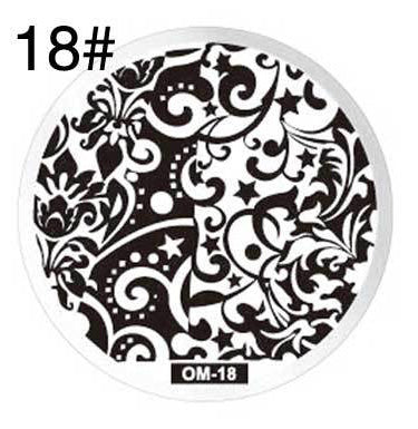 MANZILIN mp0001 OM Nail Art Plate Stamp Stamping Set Round Stainless Steel DIY Nail Polish Print Manicure Nail Stencil Template