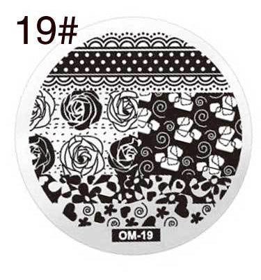 MANZILIN mp0001 OM Nail Art Plate Stamp Stamping Set Round Stainless Steel DIY Nail Polish Print Manicure Nail Stencil Template