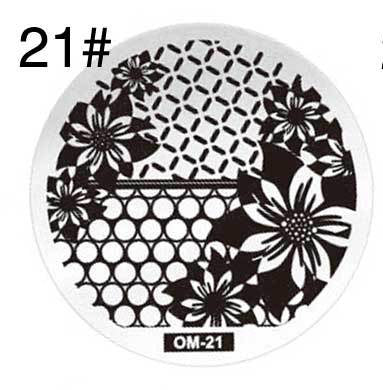 MANZILIN mp0001 OM Nail Art Plate Stamp Stamping Set Round Stainless Steel DIY Nail Polish Print Manicure Nail Stencil Template