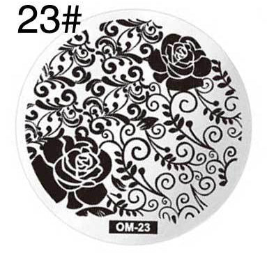 MANZILIN mp0001 OM Nail Art Plate Stamp Stamping Set Round Stainless Steel DIY Nail Polish Print Manicure Nail Stencil Template