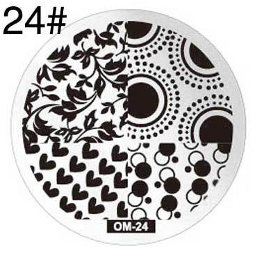 MANZILIN mp0001 OM Nail Art Plate Stamp Stamping Set Round Stainless Steel DIY Nail Polish Print Manicure Nail Stencil Template