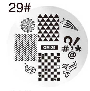 MANZILIN mp0001 OM Nail Art Plate Stamp Stamping Set Round Stainless Steel DIY Nail Polish Print Manicure Nail Stencil Template