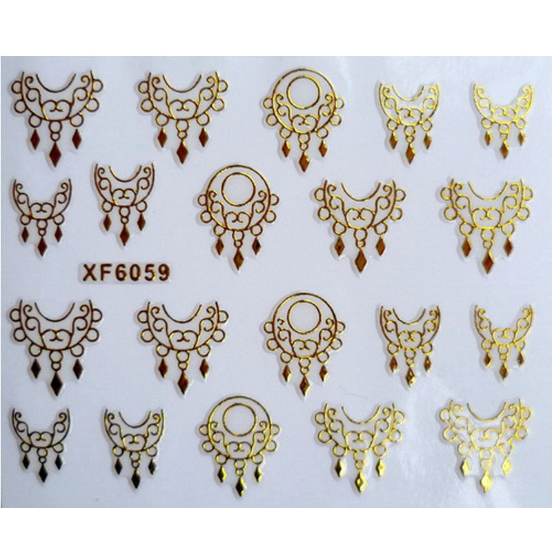 DIY gold design Water Transfer Nails Art Sticker decals lady women manicure tools Nail Wraps Decals