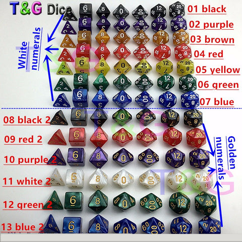 New 7pc/lot dice set High quality Multi-Sided Dice with marble effect d4 d6 d8 d10 d10 d12 d20 DUNGEON and DRAGONS rpg dice game
