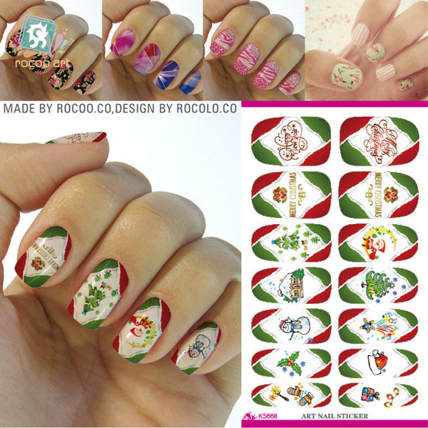 Rocooart K2 Water Transfer Nail Art Sticker Chinese Ink Rose Flowers Christmas Nail Wraps Sticker Manicure Decor Decals Foils