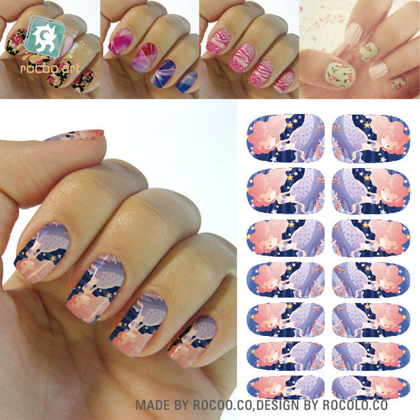 Rocooart K2 Water Transfer Nail Art Sticker Chinese Ink Rose Flowers Christmas Nail Wraps Sticker Manicure Decor Decals Foils