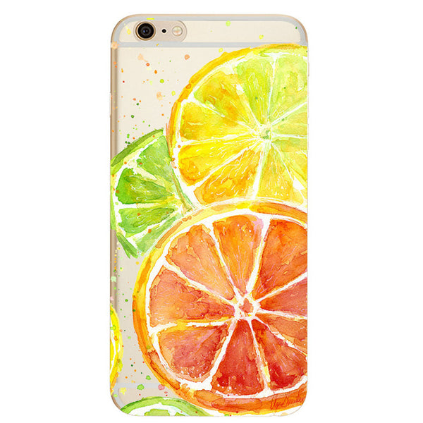 Silicon Case Cover for iPhone X 8 7 7S 4 4S 5S 5C SE 6 6S Plus Phone cases Soft TPU Fundas Fruit Transparent