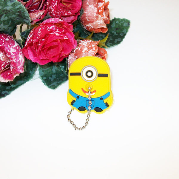 Anime Silicone Key Cap Cat Minion Key Chain Women Bag Charm Key Holder Mickey Key Ring Owl Keychain Hello Kitty Stitch Key Cover