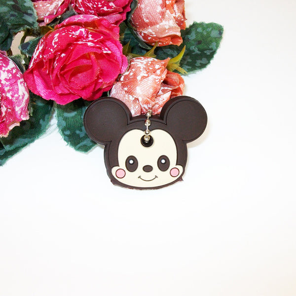 Anime Silicone Key Cap Cat Minion Key Chain Women Bag Charm Key Holder Mickey Key Ring Owl Keychain Hello Kitty Stitch Key Cover