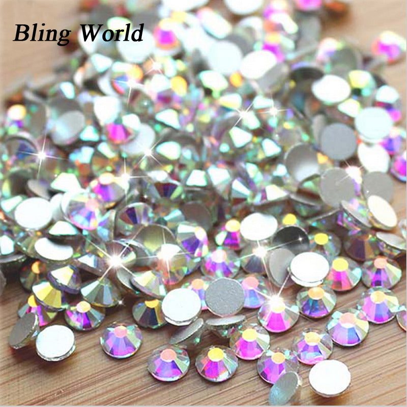 SS4 Crystal  AB  Nail Art Rhinestones Glass 1440pcs Non Hotfix Rhinestones For Cell Phone And DIY Design