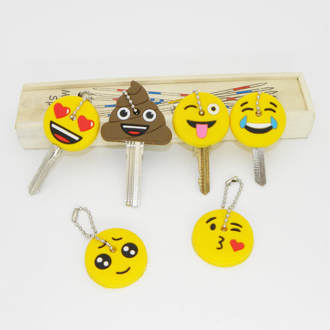 Silicone Amusing Head Yellow Face Stool Emoticons Smile Key Cover Key Cap Keychain Key Chain Key Ring Key Holder Women Bag Charm