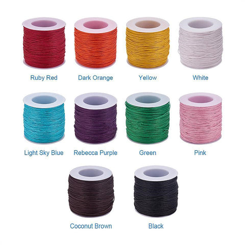 100yard Waxed Thread Cotton Cord 1mm String Strap Fit shamballa Bracelet Necklaces Jewelry Findings for DIY ,about 27colors