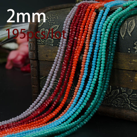 Free shipping multi color 2mm 195PCS Bicone crystal beads Cut Faceted Round Glass Beads,bracelet necklace Jewelry Making DIY