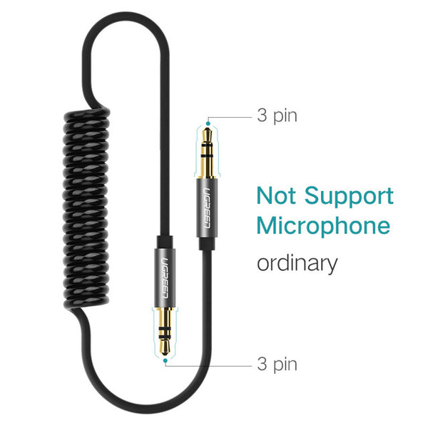 Ugreen Coiled Aux Cable Jack 3.5 Flexible Elastic Stretch Cable Spring cord Stereo Audio Cable for Car Headphone iPhone Speaker
