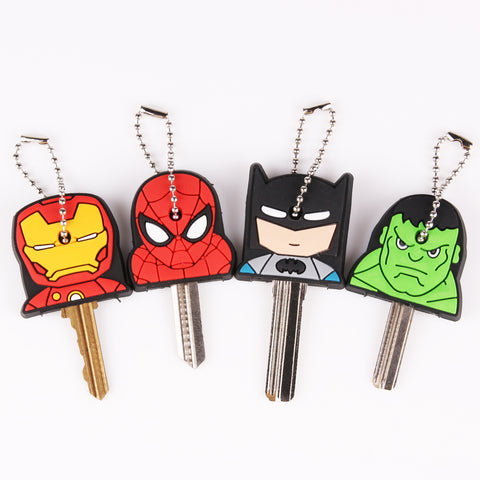 Super Hero Anime Key Cap Batman Hulk Keychain Women Bag Charm Key Holder Iron Man Key Chain Silicone Key Ring Superman Key Cover