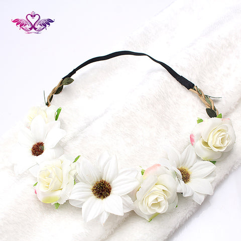 M MISM Women Charm Flower Tiara Wedding Floral Headband Hair Accessories Bridal Garland Princess Wreath Girls Crown Headdress