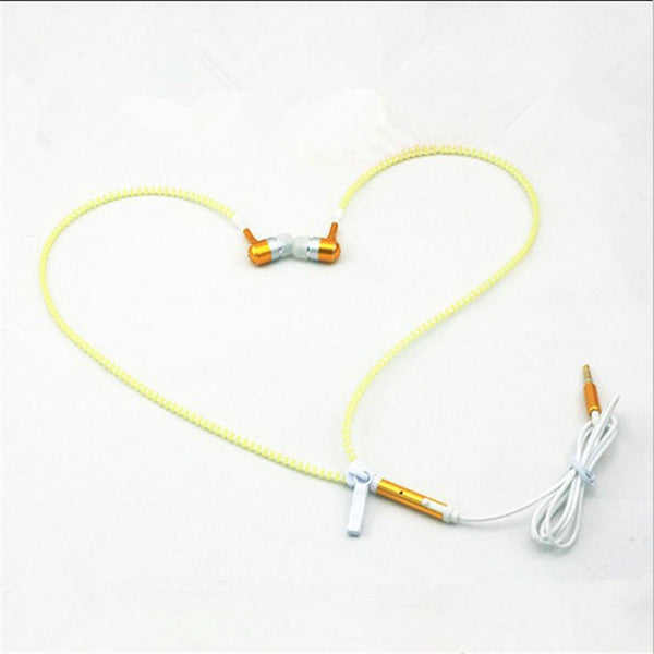 Cute Glow In The Dark  Metal Earphones Earbuds With Mic Glowing Zipper Headset Luminous Lighting Stereo Handsfree earpiece