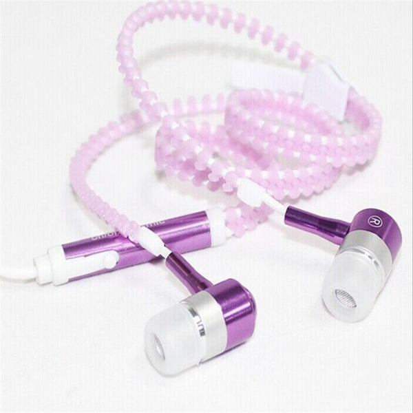 Cute Glow In The Dark  Metal Earphones Earbuds With Mic Glowing Zipper Headset Luminous Lighting Stereo Handsfree earpiece