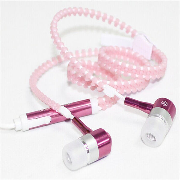 Cute Glow In The Dark  Metal Earphones Earbuds With Mic Glowing Zipper Headset Luminous Lighting Stereo Handsfree earpiece