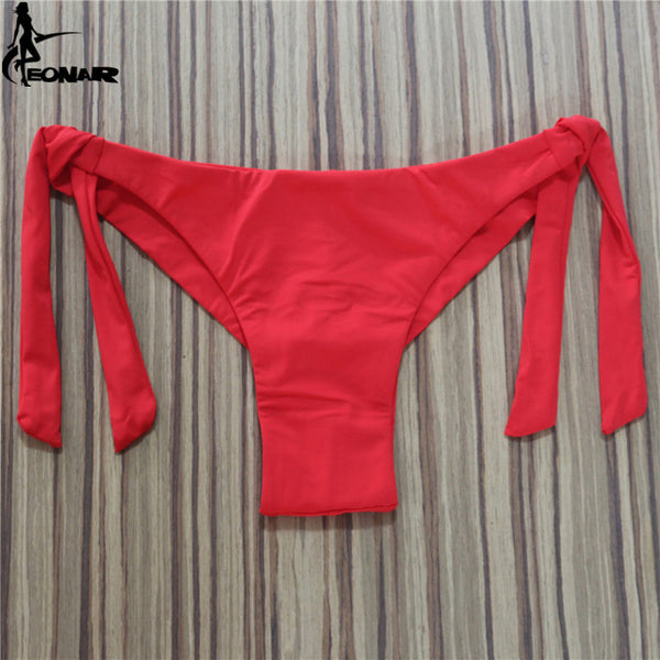 2017 Sexy Solid Thong Bikini Brazilian Cut Swimwear Women Bottom Adjustable Briefs Swimsuit Panties Underwear Thong Bathing Suit