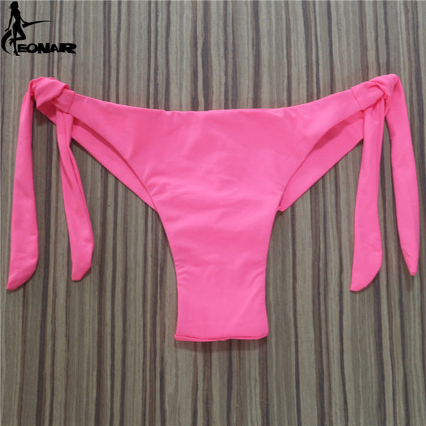 2017 Sexy Solid Thong Bikini Brazilian Cut Swimwear Women Bottom Adjustable Briefs Swimsuit Panties Underwear Thong Bathing Suit