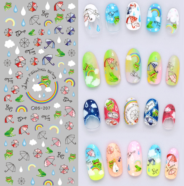 Rocooart DS208 Nail Design Water Transfer Nails Art Sticker Color Ocean Fishes Nail Wraps Sticker Watermark Fingernails Decals