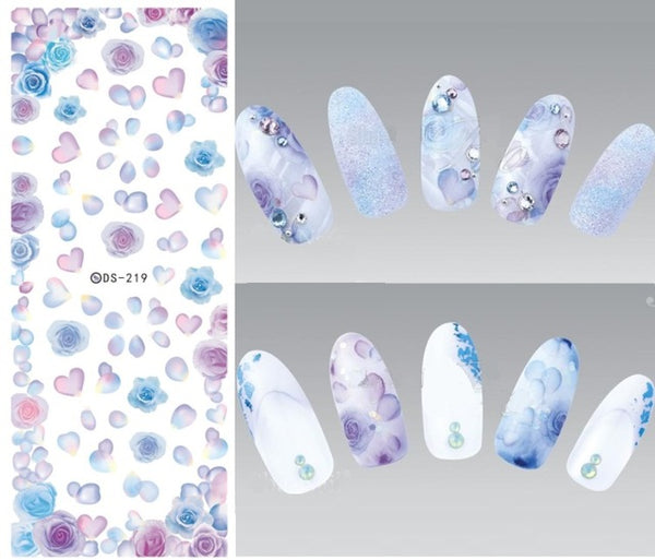 Rocooart DS208 Nail Design Water Transfer Nails Art Sticker Color Ocean Fishes Nail Wraps Sticker Watermark Fingernails Decals